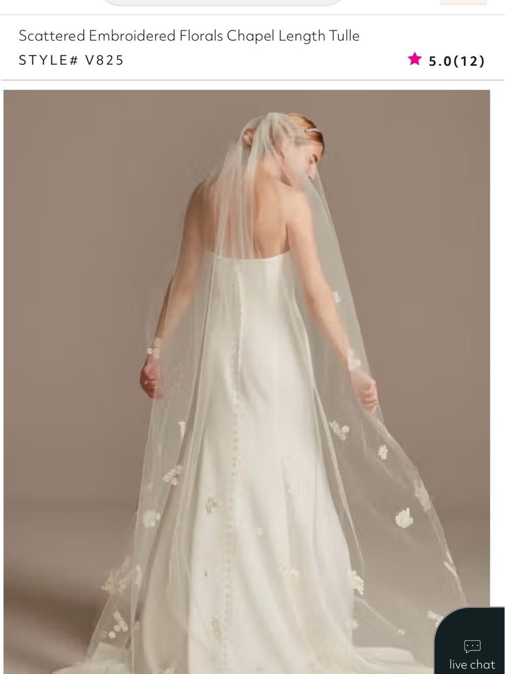 Elegant Floral Chapel Length Veil *NWT*